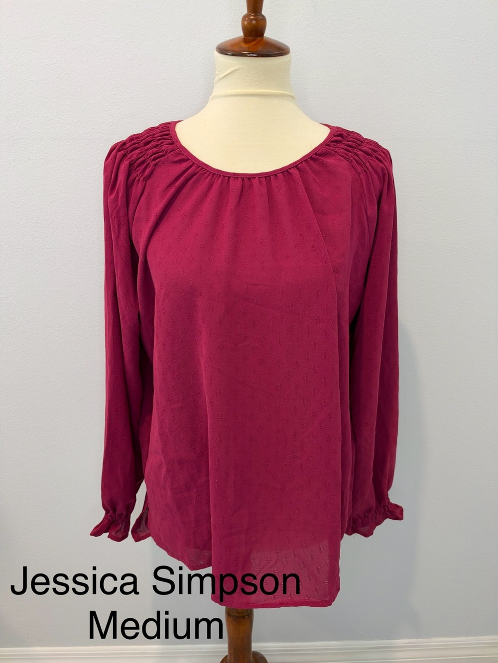 Jessica Simpson Deep Magenta Long-Sleeve Blouse